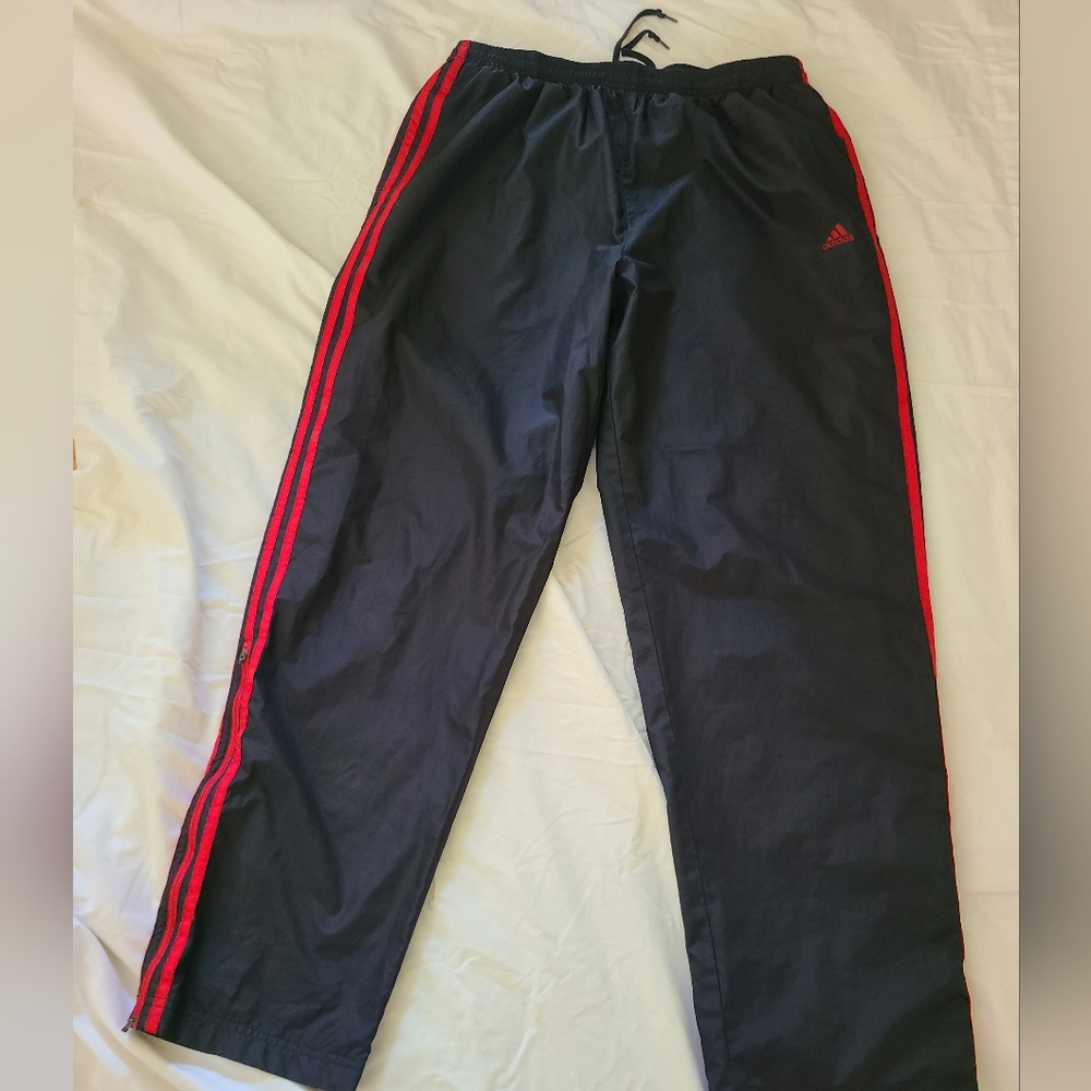 adidas Black Joggers with Red Side Stripes